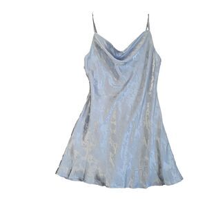 Lulus Satin Mini Dress Drape Neckline XL Lavender Floral Lined Coquet